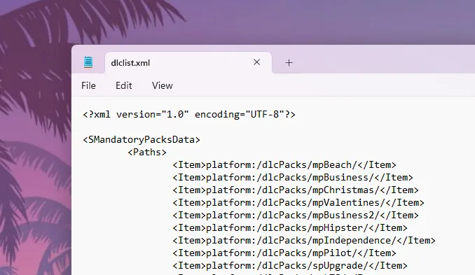 ​Download and Install the Original dlclist.xml for GTA 5 using OpenIV​, GTA V ​DLC List XML file for PC, PlayStation, and Xbox.