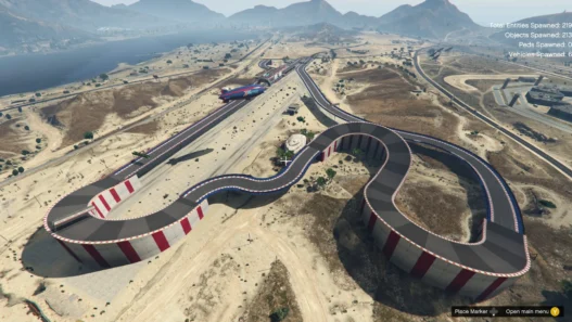Download and install the latest version of Track Desert Airport [Addon] YMAP for GTA 5 for custom racetrack with drag racing, drifting, and off-road challenges.