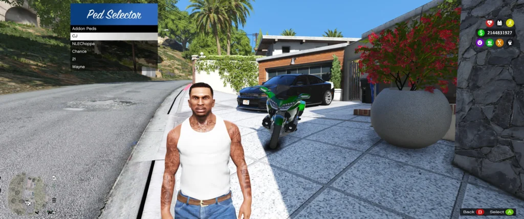 Download Add-On Ped Selector v1.0.5 GTA 5 mod and how to install the latest version to add and manage custom peds with new characters in Grand Theft Auto V.