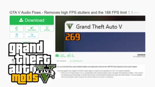 Fix GTA V high-FPS stutters and remove the 188 FPS limit with the GTA V Audio Fixer mod. Improve performance and gameplay on modern hardware with this easy-to-install .asi mod.