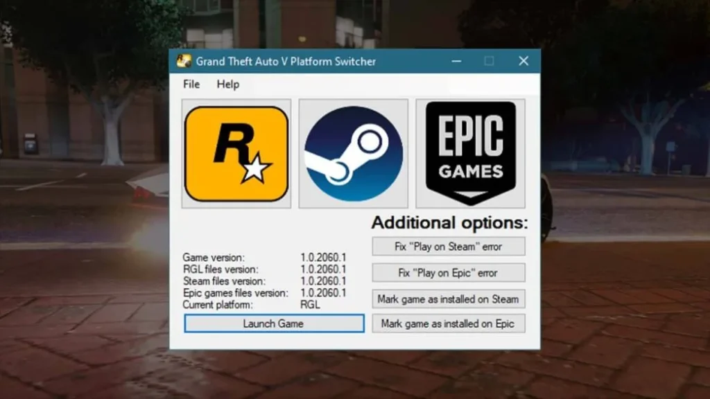 Grand Theft Auto V (GTA 5 Mods) Platform Switcher Download, an easy-to-use tool for seamlessly switching between PC and console versions of GTA V.