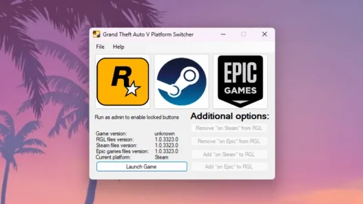 Grand Theft Auto V (GTA 5 Mods) Platform Switcher Download, an easy-to-use tool for seamlessly switching between PC and console versions of GTA V.