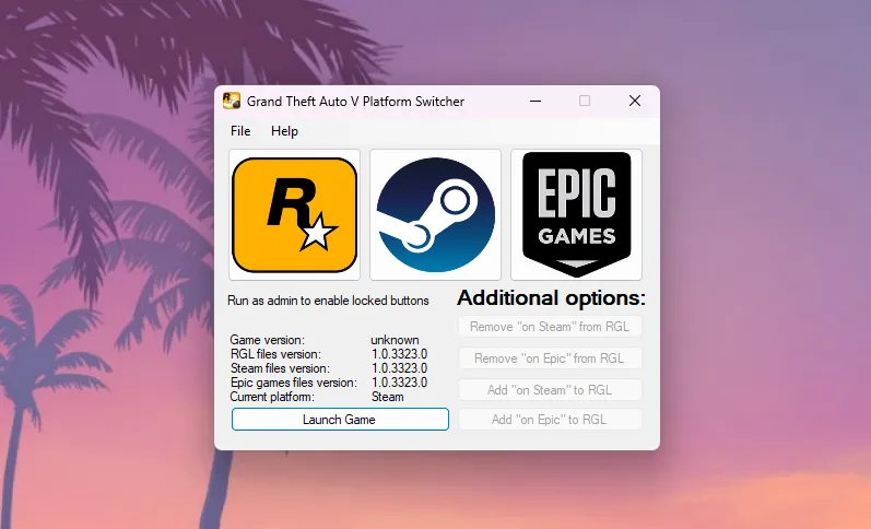 Grand Theft Auto V (GTA 5 Mods) Platform Switcher Download, an easy-to-use tool for seamlessly switching between PC and console versions of GTA V.