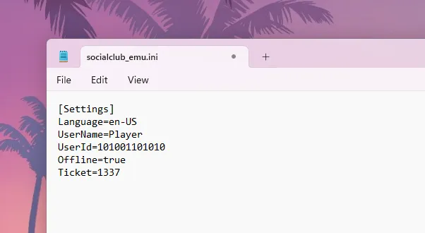 Download SocialClub_Emu for GTA 5 Enhanced Edition to play offline with custom settings configure Language, UserName, UserId, and how to play in offline mode.