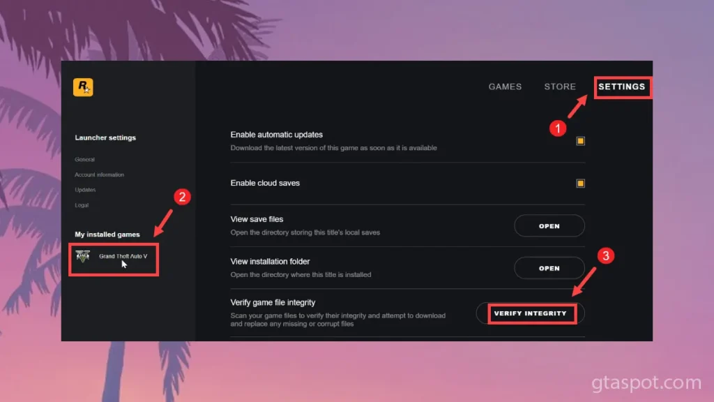 GTA 5 Enhanced Verify Game Files via Rockstar Launcher or Steam