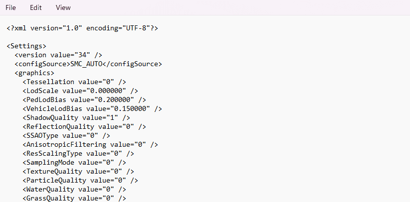 Download original GTA V Enhanced settings.xml file for troubleshooting graphics issues, launch errors, and hardware failures for AMD, NVIDIA, and Intel GPUs.