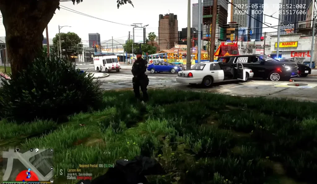 Download LSPDFR for GTA 5 mods to transform into police simulator for realistic law enforcement gameplay in GTA V featuring patrols, arrests, pursuits, & more.