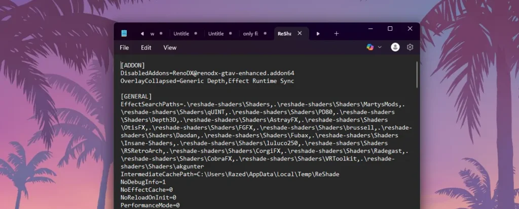 Download ReShade.ini raw file to easily customize visual mods like NaturalVision for GTA V. Fix keybind issues, tweak shaders, and enhance graphics settings.