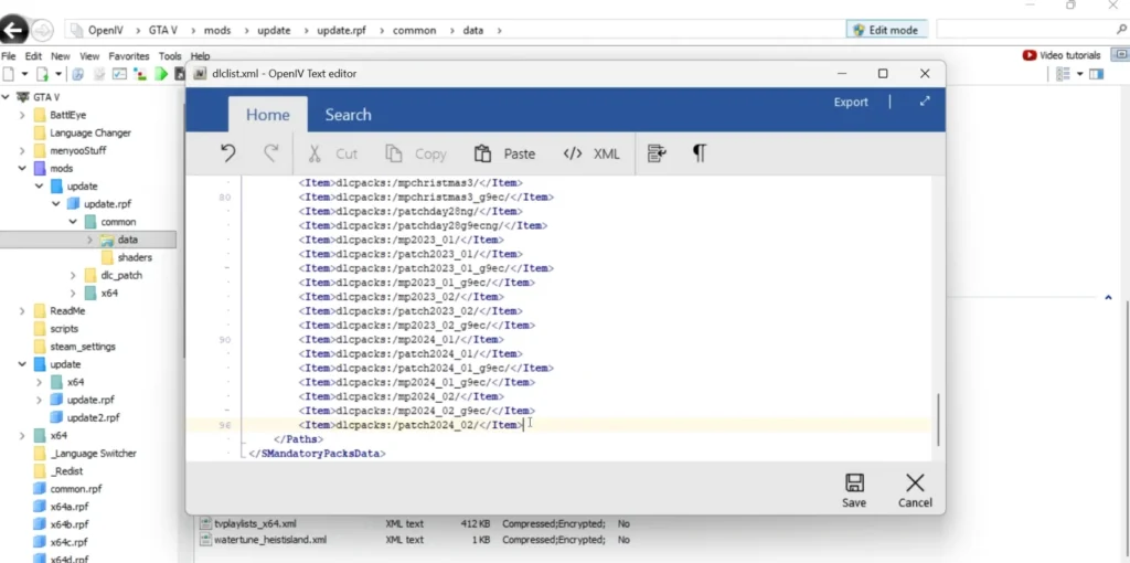 How to install add-on vehicles, DLC packs in GTA 5 Legacy & Enhanced Edition by editing the dlclist.xml file a guide with code, file paths, and examples.