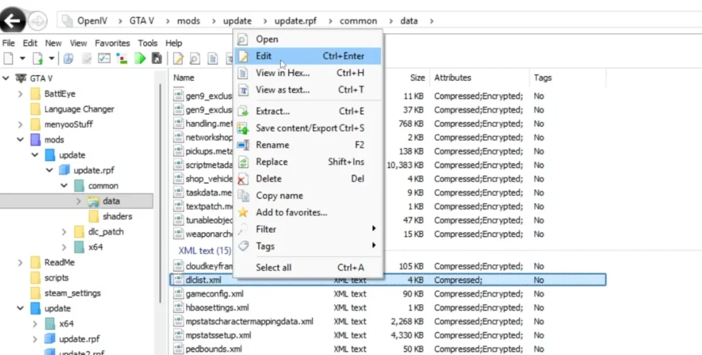 How to install add-on vehicles, DLC packs in GTA 5 Legacy & Enhanced Edition by editing the dlclist.xml file a guide with code, file paths, and examples.